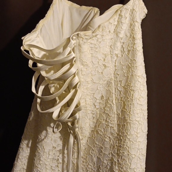 David’s Bridal sz 16W Ivory Corded Lace Strapless Wedding Gown NWT - Picture 6 of 7